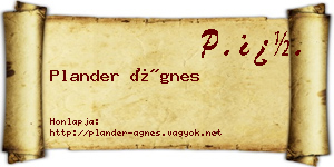 Plander Ágnes névjegykártya